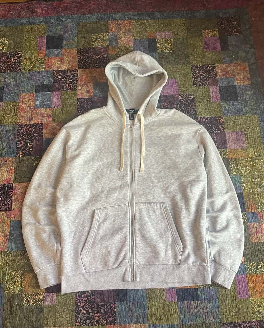 Forever 21 Men's Basic Heather Grey Full Zip Hoodie